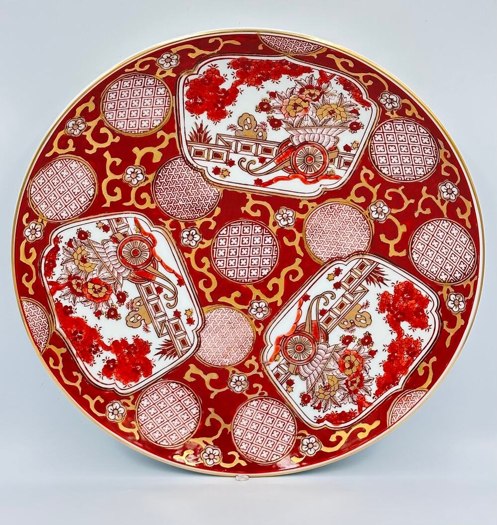 Antique Japanese Imari Arita Floral Porcelain Large Charger Platter